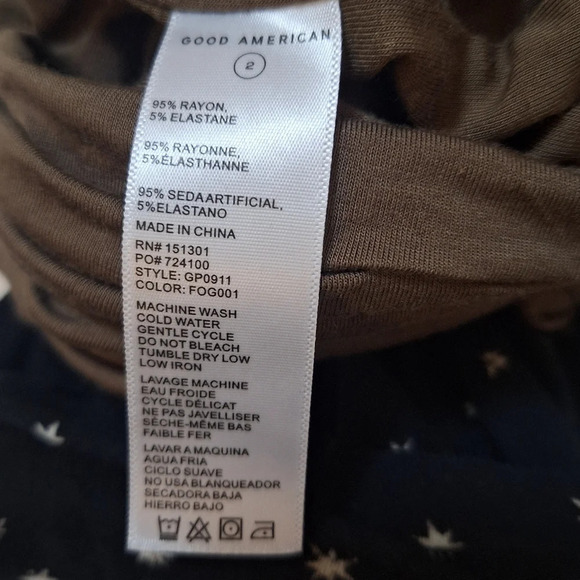 Good American Rouched side jersey long sleeve knee length dress SZ  S - Picture 9 of 9